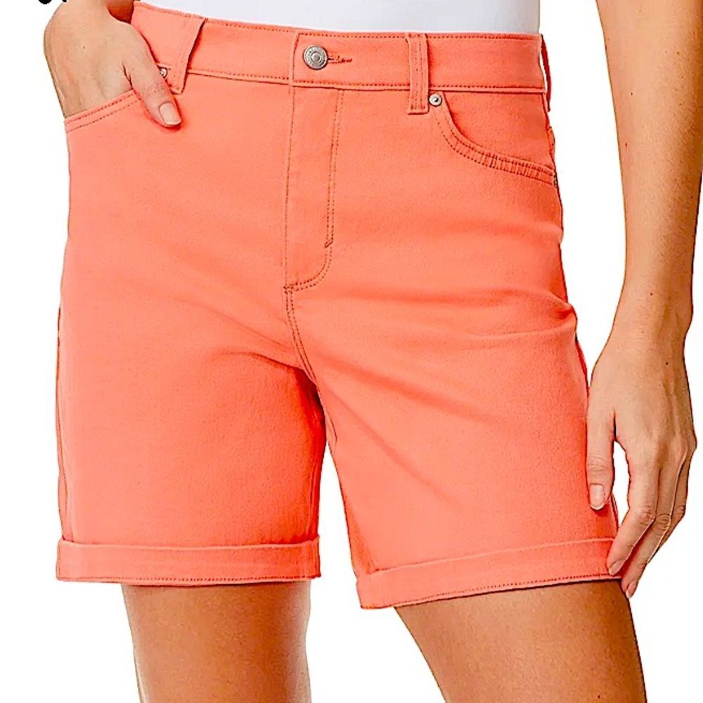 Gloria Vanderbilt Amanda Coral Shorts All Around Slimming Effect Size 12